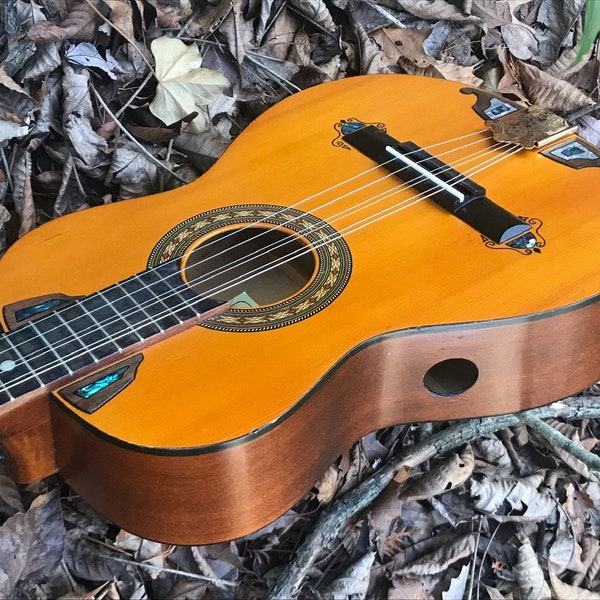 Octave Mandolin/Irish Bouzouki Hybrid - 1/2 size Guitar Walnut and Two/tone Abalone Design