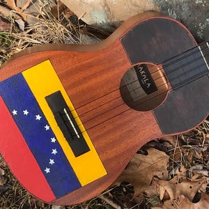 Venezuelan cuatro/Baritone ukulele hybrid- Venezuelan Flag design