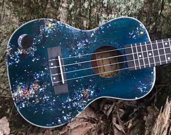 Hand-painted ukulele: Cosmic Nebulae design