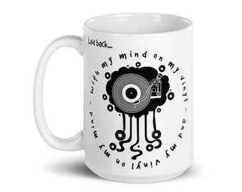 Vinyl Record Coffee Mug, Vinyl On My Mind, White