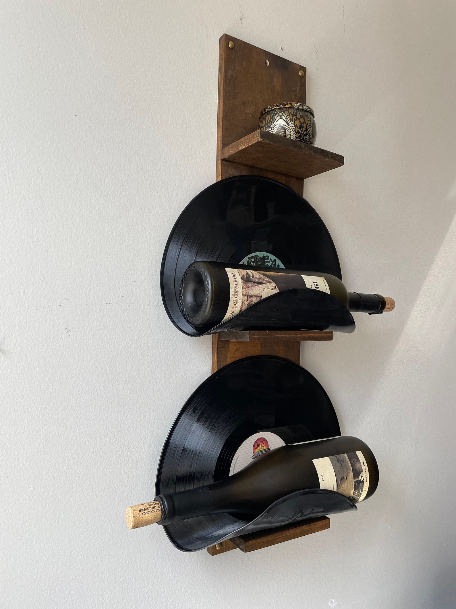 Wine Rack Music 2 Bottle Vinyl Wine Rack, Top Display Shelf, Wall Mounted Wine Rack ...