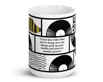 Vinyl Record Mug / Art Collage with Quote