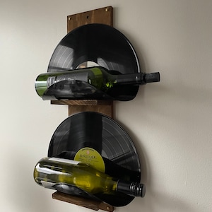 vinyl record wine rack, vinyl record bottle holder, vinyl bottle holder, wall mounted rack, wine rack, wall mounted wine rack, record rack