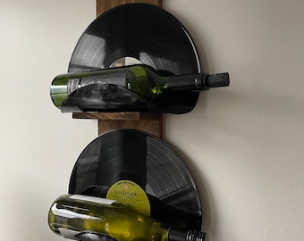 vinyl record wine rack, vinyl record bottle holder, vinyl bottle holder, wall mounted rack, wine rack, wall mounted wine rack, record rack