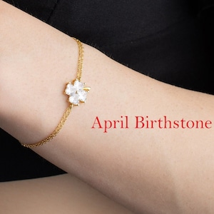 Birthstone Clover Bracelet, Four Leaf Clover Bracelet, December Birthstone Four-Leaf Clover, May Clover Bracelet, December Clover Bracelet