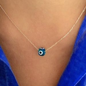 Evil Eye Necklace, Sterling Silver Evil Eye Necklace, Silver Protection Necklace, Evil Eye Necklace Beaded, gold evil eye necklace