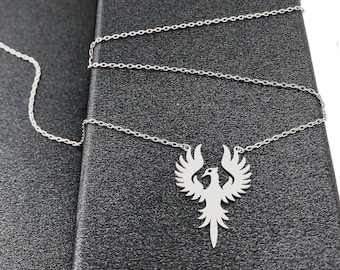 Silver Phoenix Necklace Gold, Rose Gold Phoenix Jewelry, Phoenix Bird Necklace, Phoenix Bird Jewelry, Phoenix pendant, Christmas Gift