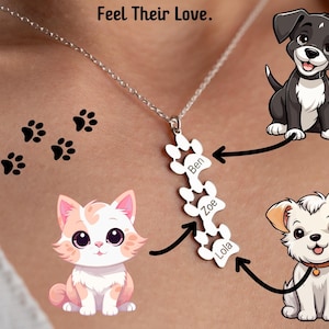 Silver Paw Name Necklace Paw Print Name Necklace  Multiple Paw Pendant Gold Dog Paw Necklace Cat Paw Necklace Pet Owner Gift Dog Mom Jewelry