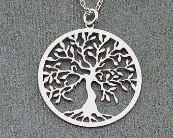 Silver Tree of Life Necklace, 14K Solid Gold Family Tree Of Life Necklace, Silver Tree Of Life Necklace, sterling silver tree pendant