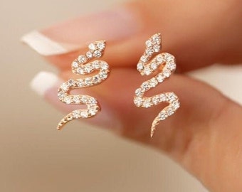 Snake stud earrings Gold, Silver Snake Earrings Rose Gold, Dainty Stud Earrings, Silver Snake Jewelry, Snake earrings gold, Dainty Earrings