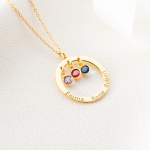 Personalized Gold Birthstone Necklace Family birthstone necklace Silver Name Necklace Birthstone Name Necklace Mom Necklace With Birthstone