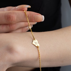 Pulsera con letra de piedra de nacimiento en plata, pulsera con letra personalizada con piedra de nacimiento, pulsera personalizada, pulseras con inicial de piedra de nacimiento para mujer