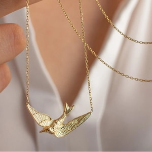 Silver Bird Necklace Swallow Necklace Sparrow Necklace Flying Bird Necklace Nature Inspired Jewelry Birds Lover Jewelry Freedom Necklace