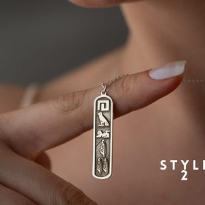 925 Silver Personalized Egyptian Hieroglyphic Name Necklace Egyptian Hieroglyphic Cartouche Name Pendant Ancient Egyptian Script Name Plate
