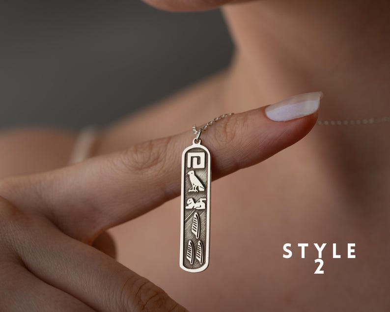 925 Silver Personalized Egyptian Hieroglyphic Name Necklace Egyptian Hieroglyphic Cartouche Name Pendant Ancient Egyptian Script Name Plate