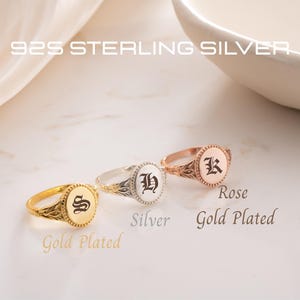 925 Silver Old English Font Signet Ring Personalized Vintage Gothic Ring Monogram Gothic Ring Custom Initial Signet Ring Gothic Letter Ring