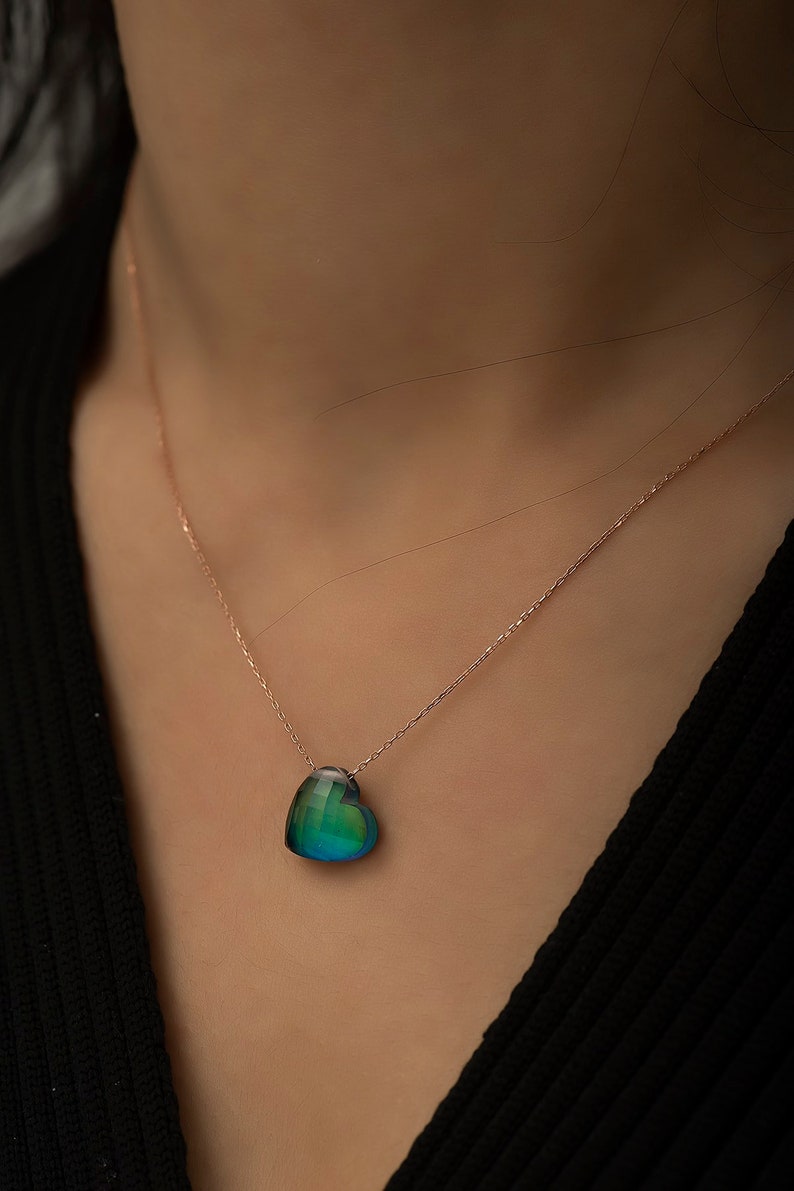 Silver Mood Necklace Color Change Necklace Changing Color Etsy