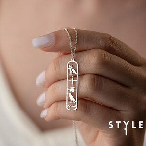 925 Silver Personalized Egyptian Hieroglyphic Name Necklace Egyptian Hieroglyphic Cartouche Name Pendant Ancient Egyptian Script Name Plate