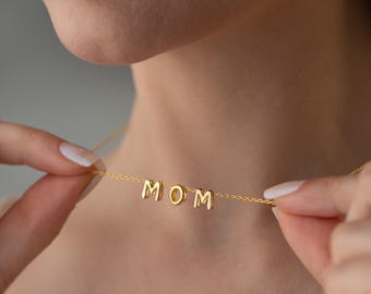 Collar personalizado con globo 3D y nombre: dije inicial en plata de ley