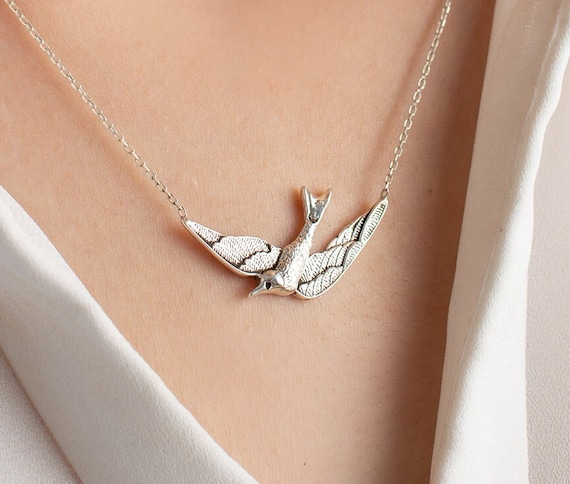 Silver Bird Necklace Swallow Necklace Sparrow Necklace Flying Bird Necklace Gold Bird Necklace Birds Lover Gift Bird Jewelry for Women Etsy