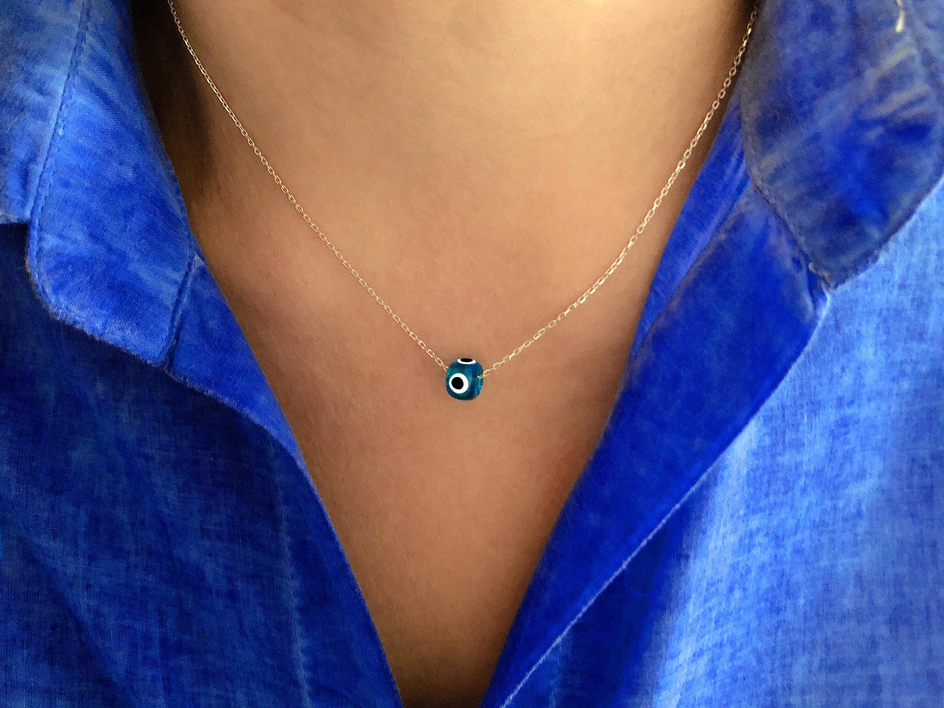 Evil Eye Necklace Sterling Silver Evil Eye Necklace Silver Etsy