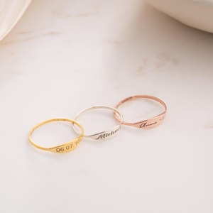 Anello personalizzato in argento sterling 925 con nome, data incisa su misura, anello commemorativo.