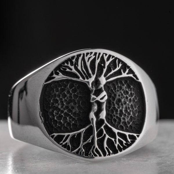 Family tree ring men, Tree Of Life Ring Silver, Family Ring, Promise Ring, Memorial Gift, Celtic Signet Ring, family tree ring, gift for him