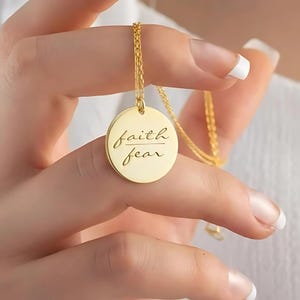 925 Silver Faith Over Fear Necklace Personalized Inspirational Necklace Customizable Faith Over Fear Pendant Silver Fear Quote Jewelry