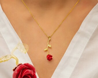 Fashion Gold Rose Flower Necklace Chain Pendant Chunky Charm Geometric New Fashion Gold Rose Flower Necklace Chain Pendant Chunky Charm Geometric New