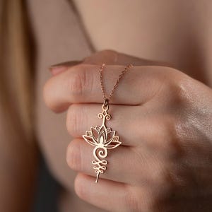 925 Silver Unalome Necklace Lotus Necklace Sacred Geometry Pendant Lotus Flower Yoga Necklace Spiritual Symbol Jewelry Gift for Yoga Lover