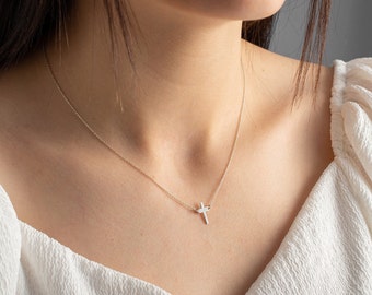 Silver Cross Necklace, Gold Cross Necklace, Rose Gold Cross Necklace, Tiny Cross Necklace, Dainty Cross Necklace, Minimalist Cross Necklace