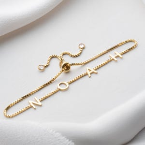 Pulseira com nome personalizado Pulseira com letras personalizadas Pulseira com nome ajustável com pedra preciosa Pulseira com nome dourado Pulseira com inicial prateada