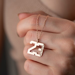 Basketball Number Name Necklace, Custom Basketball Name Necklace, Jordan necklace silver, Basketball Player Gift, Team Necklace