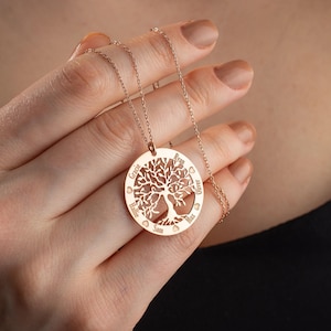 Personalized Sterling Silver Tree of Life Necklace: Custom Family Jewelry