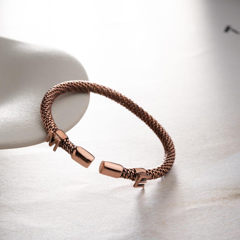 Tensor copper Bracelet, Healing Copper Bracelet, Adjustable Unisex Cuff, Handmade Unisex Adjustable Cuff with Custom Initials