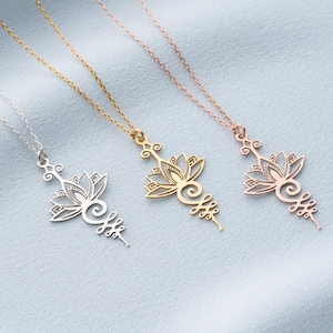 925 Silver Unalome Necklace Lotus Necklace Sacred Geometry Pendant Lotus Flower Yoga Necklace Spiritual Symbol Jewelry Gift for Yoga Lover