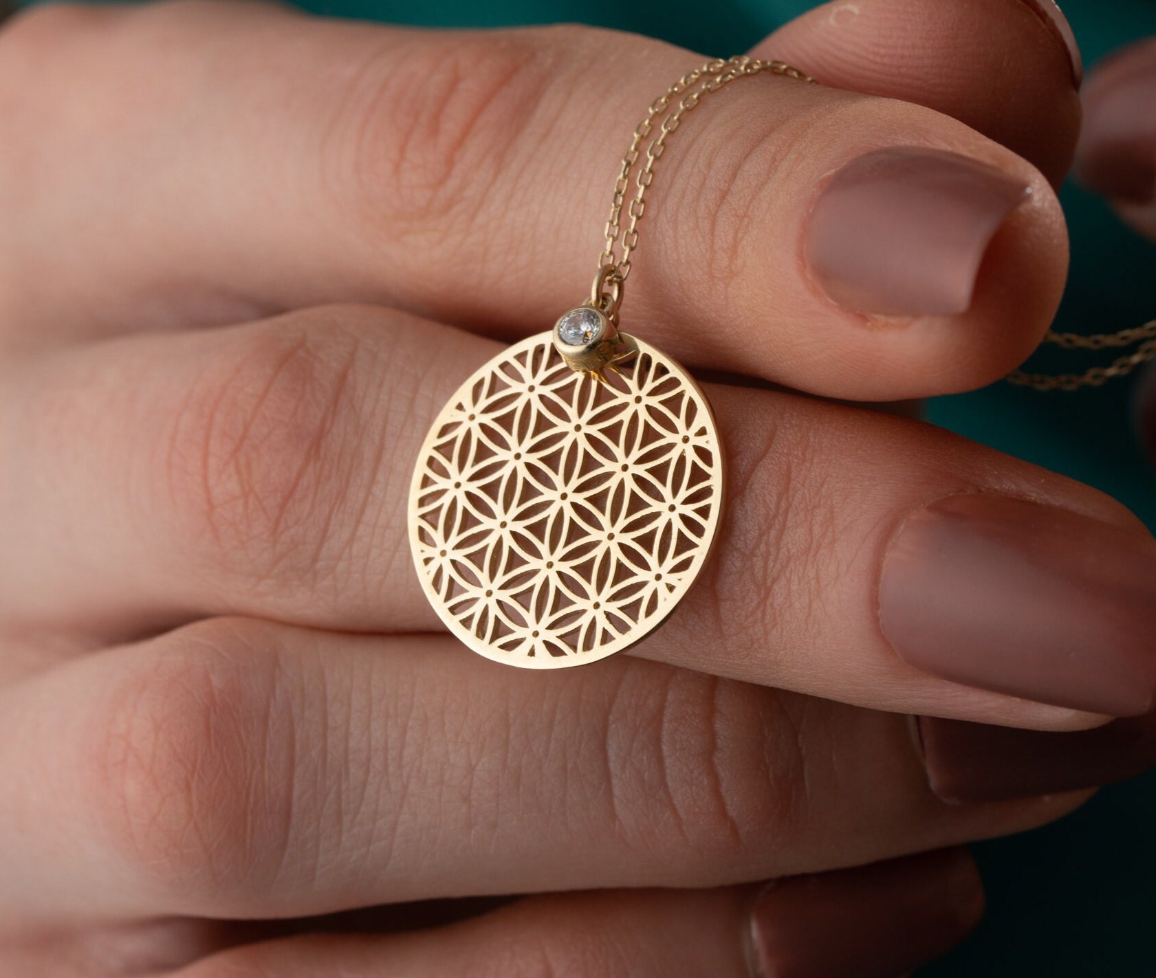 Silver Flower of Life Necklace, Gold Sacred Geometry Pendant, Yoga Jewelry, Spiritual Jewelry, Flower Gift, Gift for mom