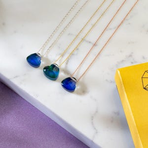 Color Change Necklace, Silver Mood Necklace, Changing Color Mood Stone, Heart Mood Pendant, 925 Sterling Silver Mood Necklace for her