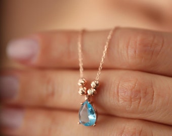 ALARRI 0.55 Carat 14K Solid Gold Love Me Tender Aquamarine Necklace with 24 Inch Chain Length ALARRI 0.55 Carat 14K Solid Gold Love Me Tender Aquamarine Necklace with 24 Inch Chain Length