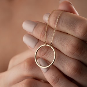 Sterling Silver Open Circle Karma Necklace Minimalist Eternity Design Simple Necklace Ring Necklace Round