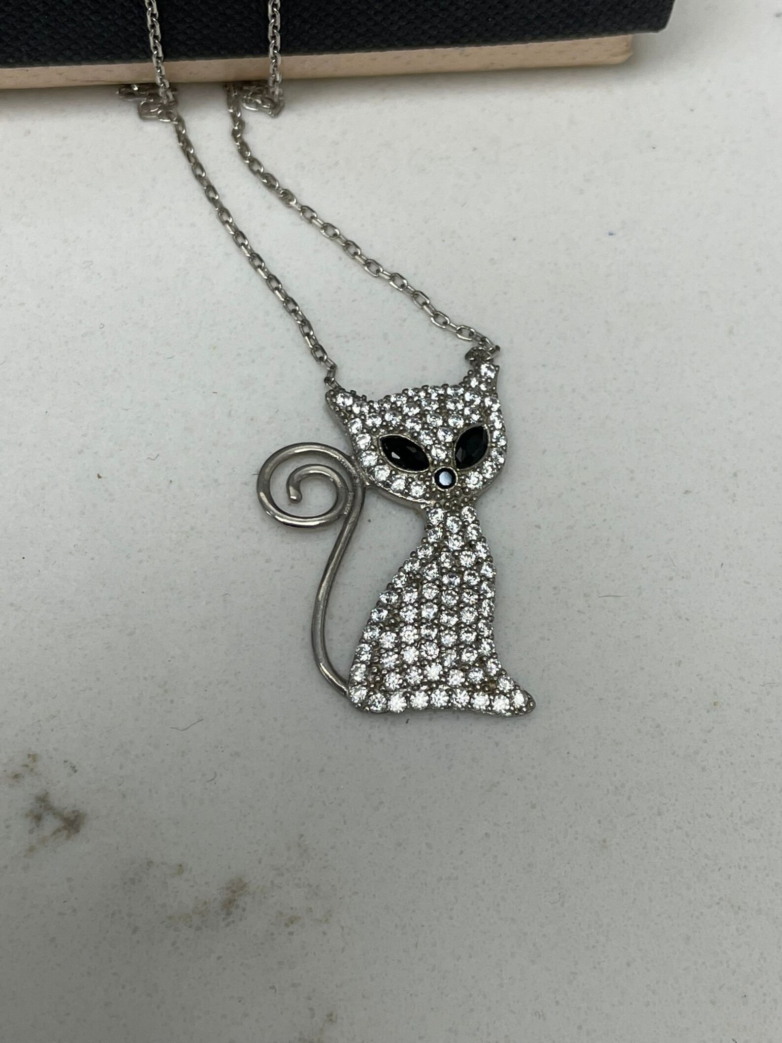 Cat Necklace Moon Cat Necklace Cat Charm Necklace Cat and Etsy