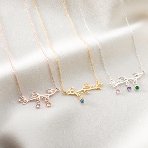 Custom Family Tree Necklace, Personalized Tree of Life Necklace, Perfect Gift for Mom and Grandma, Gold Birthstone Necklace, Christmas Gift