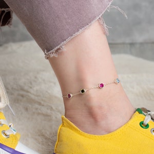 Bracciale con pietra portafortuna in argento, braccialetto con pietra portafortuna in oro per la mamma, cavigliera con pietra portafortuna personalizzata, braccialetto con pietra portafortuna per la famiglia, regalo per la festa della mamma
