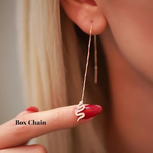 CZ Snake Threader Earrings: 925 Sterling Silver Dangle