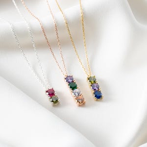 パーソナライズされた誕生石バーネックレス マルチ誕生石ネックレス ママネックレス キッズ誕生石信号機ペンダント 母の日ギフト