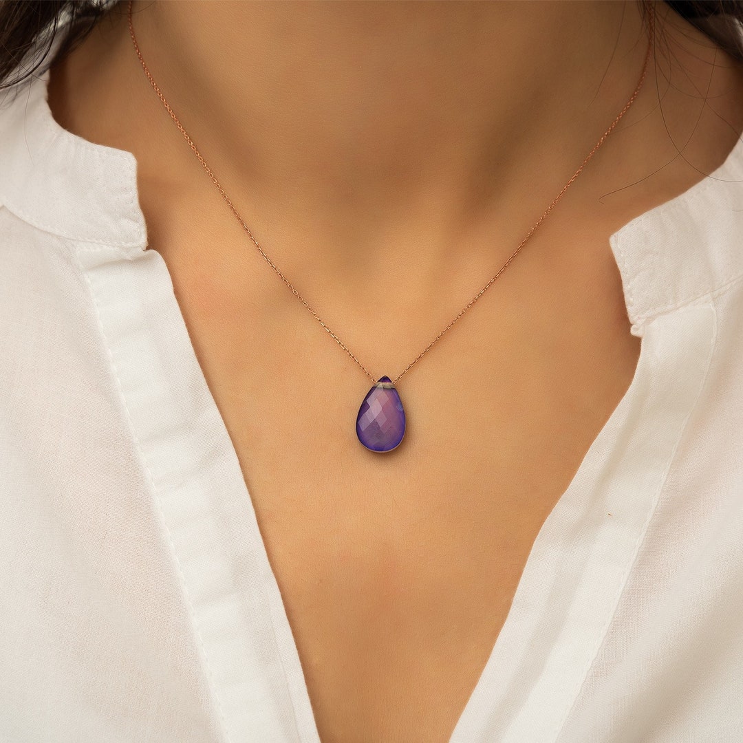 Silver Mood Necklace, Changing Color Mood Stone Necklace, Mood Necklace