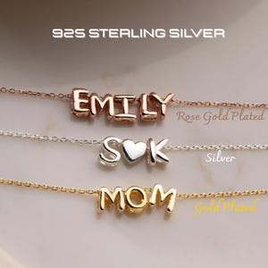 Collier prénom petit ballon en argent 925 avec prénom, lettre bulle 3D, collier personnalisable avec monogramme prénom, breloque ballon