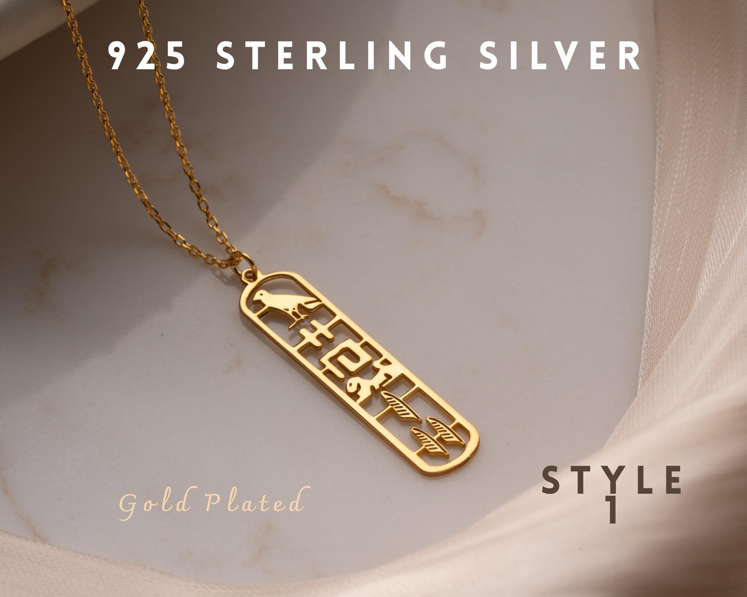 Pendentif Ancien En Argent 925 – Breloque Cartouche égyptienne, Pièce Unique Vintage