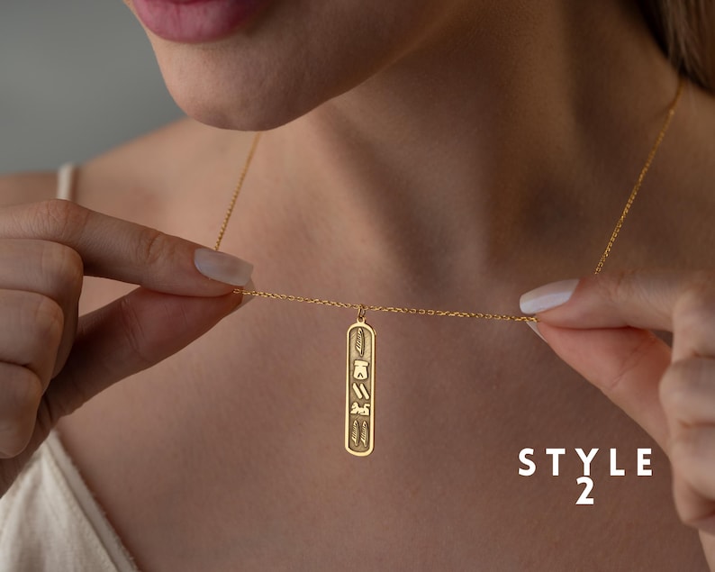 925 Silver Personalized Egyptian Hieroglyphic Name Necklace Egyptian Hieroglyphic Cartouche Name Pendant Ancient Egyptian Script Name Plate