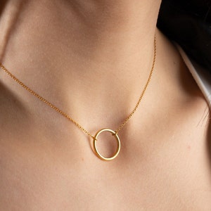 Silver Circle Necklace, Dainty Gold circle, Karma Necklace, Simple Open Circle, Dainty Circle Necklace, Dainty Necklace, Christmas gift